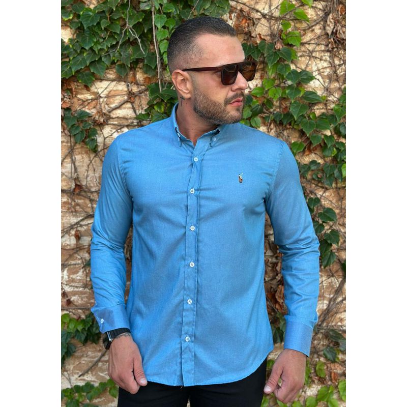 Camisa Manga Longa PRL Azul - 42024 - PORTAL DROP - ATACADO