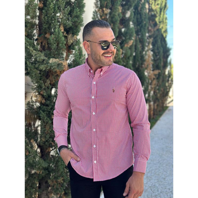 Camisa Manga Longa PRL Xadrez Vermelho - 42042 - PORTAL DROP - ATACADO