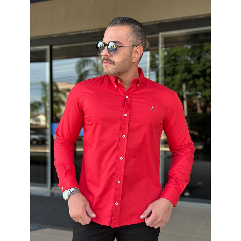 Camisa Manga Longa PRL Vermelho - 42078 - PORTAL DROP - ATACADO