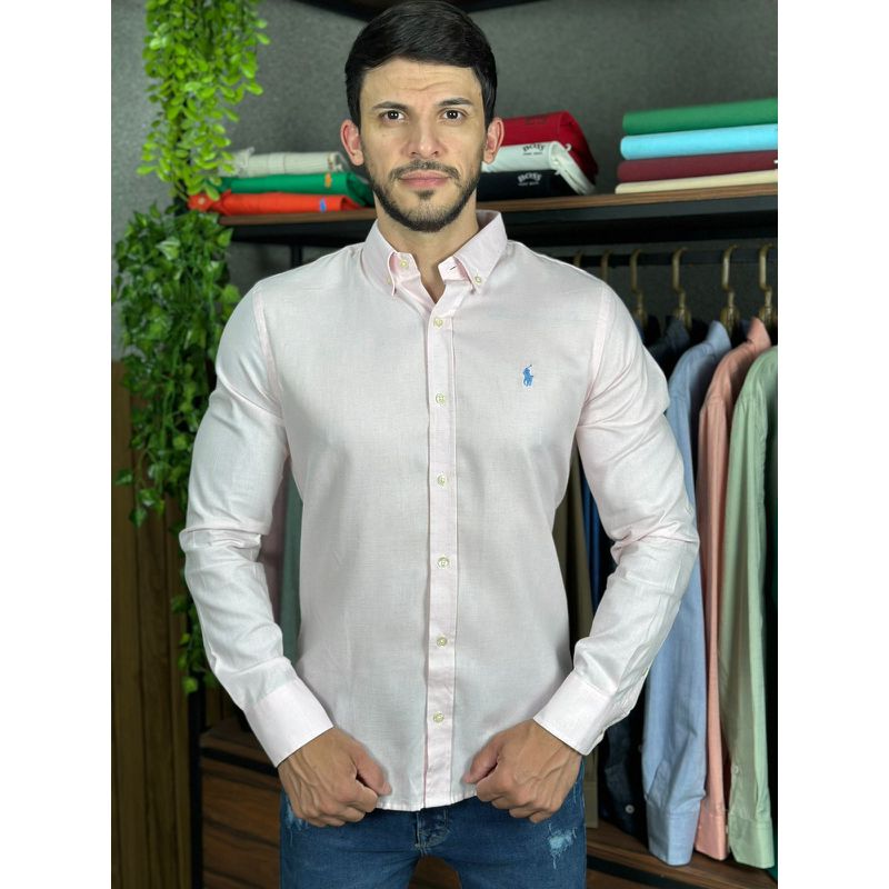 Camisa manga Longa PRL Rosa. - 43031 - PORTAL DROP - ATACADO