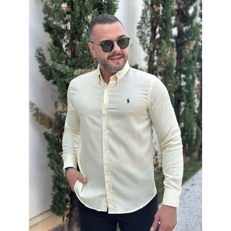 Camisa Manga Longa PRL Amarelo. - 43037 - PORTAL DROP - ATACADO