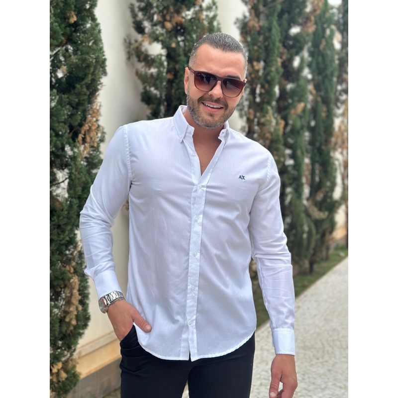 Camisa Manga Longa Armani Branco - 43054 - PORTAL DROP - ATACADO