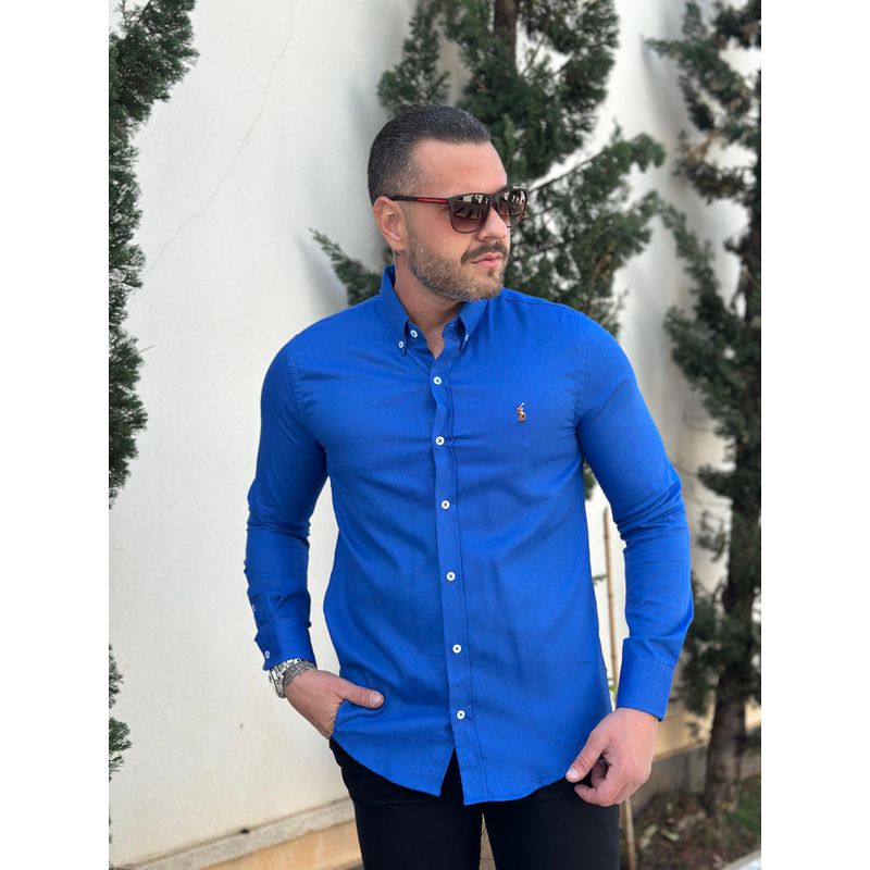 Camisa Manga Longa PRL Azul - 43066 - PORTAL DROP - ATACADO