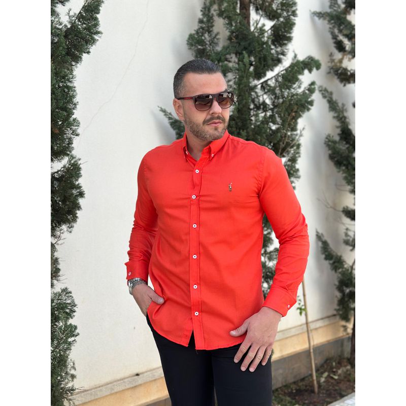 Camisa Manga Longa PRL Laranja - 43074 - PORTAL DROP - ATACADO