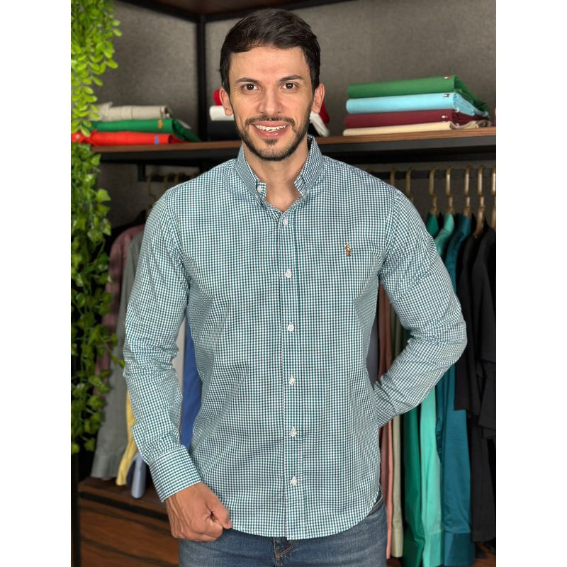 Camisa Manga Longa PRL Xadrez Verde - 43149 - PORTAL DROP - ATACADO