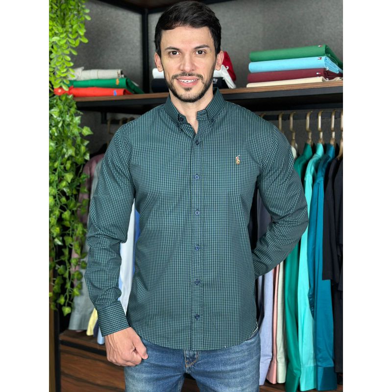 Camisa Manga Longa PRL Xadrez Verde - 43154 - PORTAL DROP - ATACADO