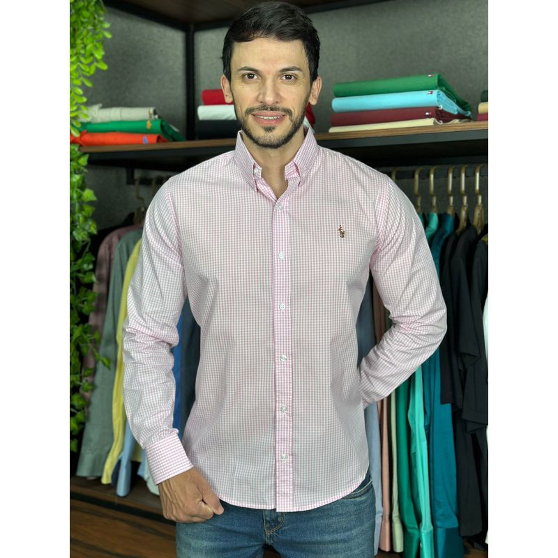Camisa Manga Longa PRL Xadrez Rosa - 43157 - PORTAL DROP - ATACADO