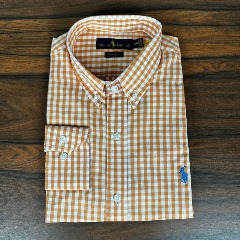Camisa Manga Longa PRL Xadrez Laranja. - 43166 - PORTAL DROP - ATACADO