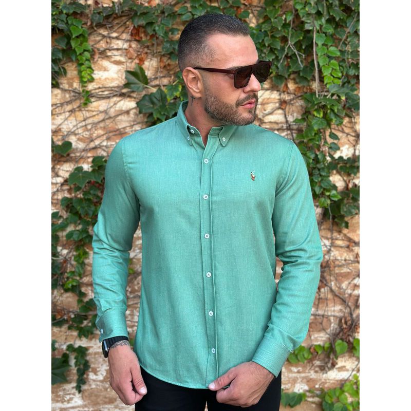 Camisa Manga Longa PRL Verde. - 43179 - PORTAL DROP - ATACADO