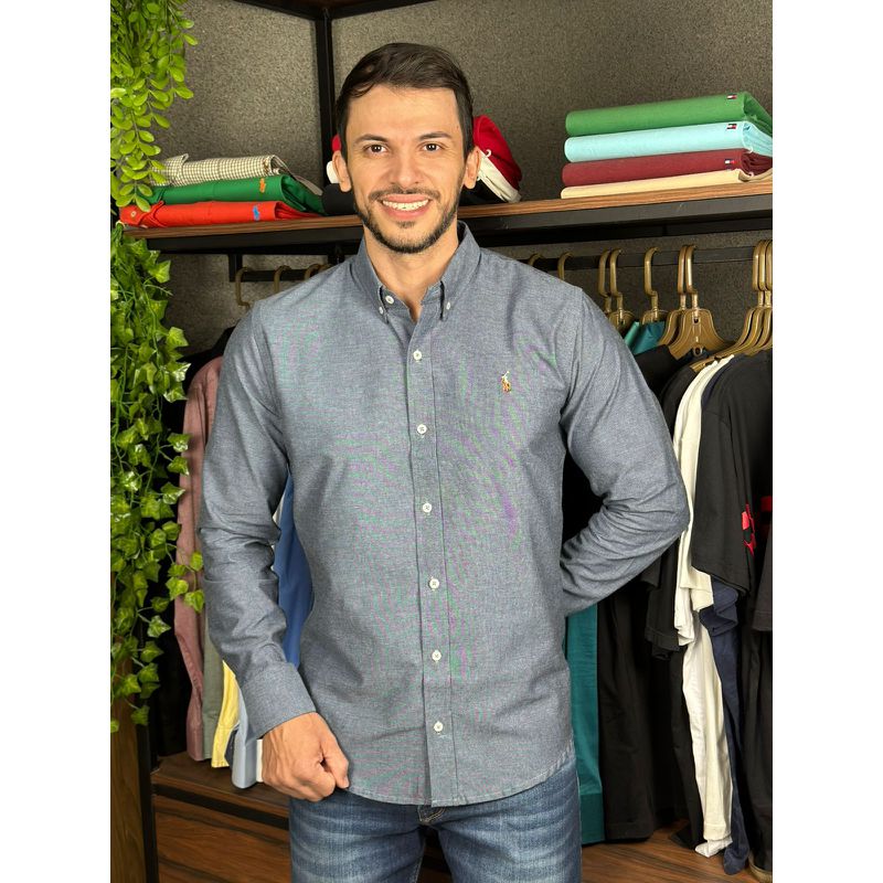 Camisa Manga Longa PRL Azul. - 43192 - PORTAL DROP - ATACADO