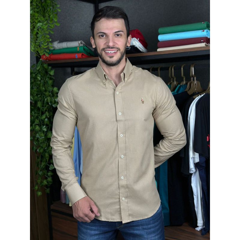 Camisa Manga Longa PRL Caqui. - 43193 - PORTAL DROP - ATACADO
