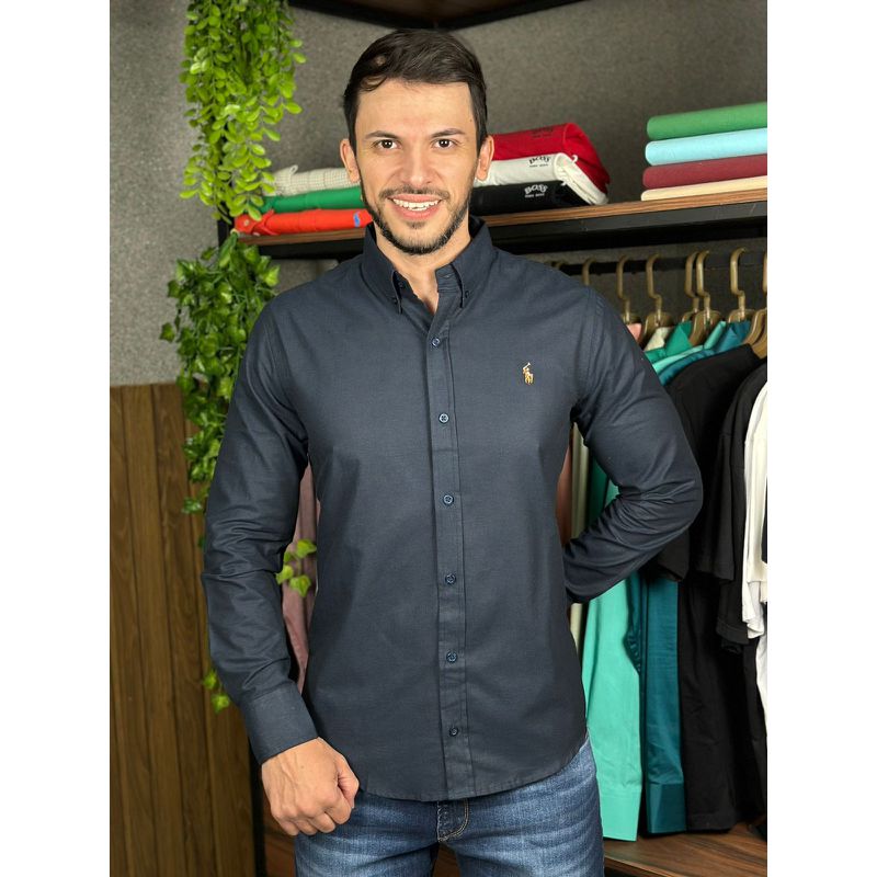 Camisa Manga Longa PRL Azul. - 43195 - PORTAL DROP - ATACADO
