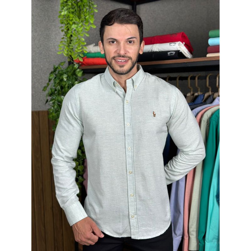 Camisa Manga Longa Linho PRL Verde. - 43202 - PORTAL DROP - ATACADO