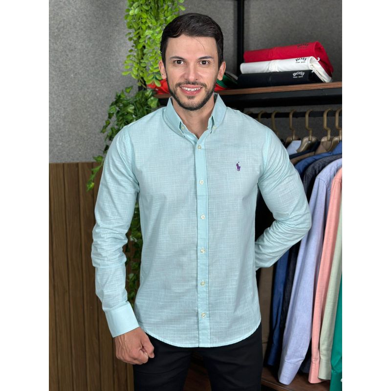 Camisa Manga Longa Linho PRL Verde. - 43206 - PORTAL DROP - ATACADO