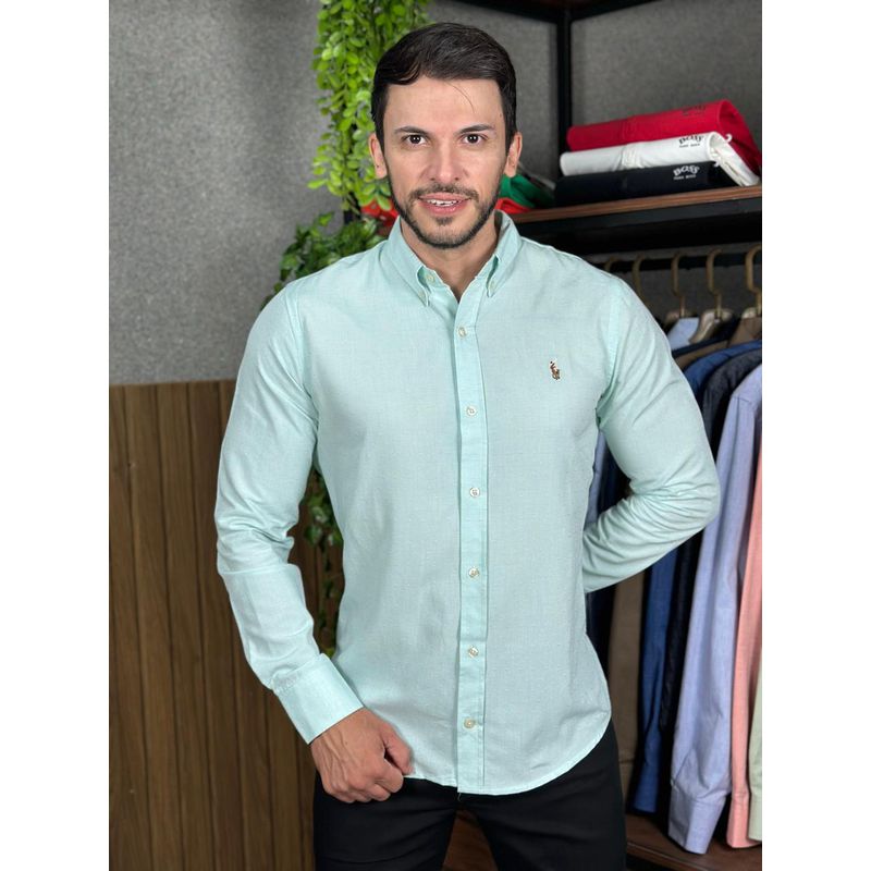 Camisa Manga Longa Linho PRL Verde. - 43208 - PORTAL DROP - ATACADO