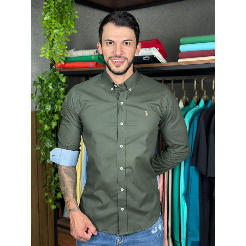 Camisa Manga Longa PRL Verde. - 43238 - PORTAL DROP - ATACADO
