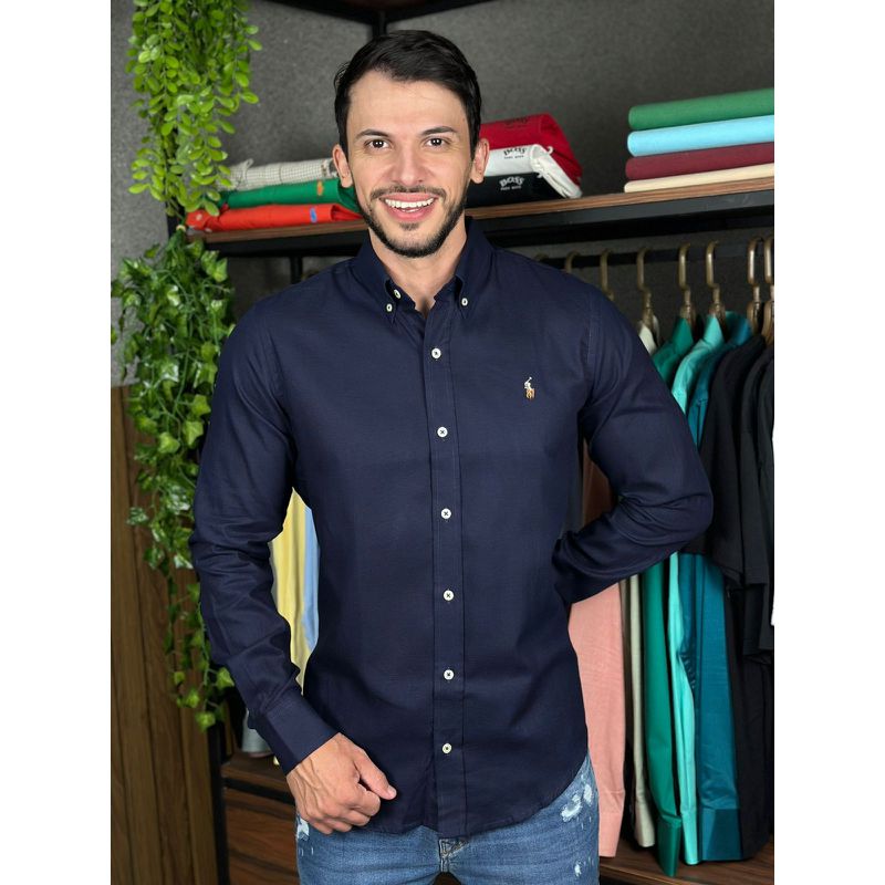 Camisa Manga Longa PRL Azul. - 43250 - PORTAL DROP - ATACADO