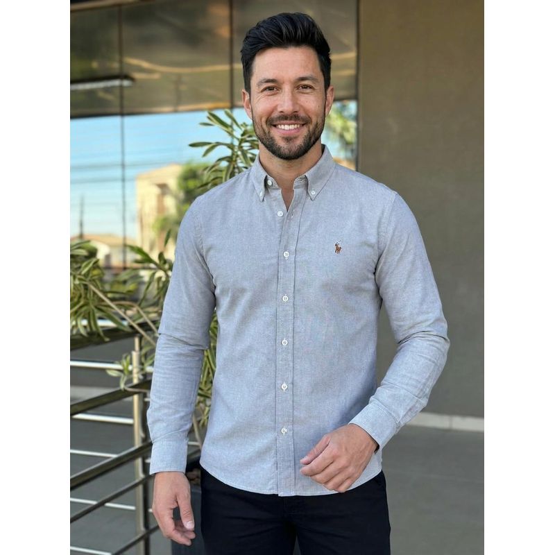 Camisa Manga Longa PRL Cinza - 43316 - PORTAL DROP - ATACADO