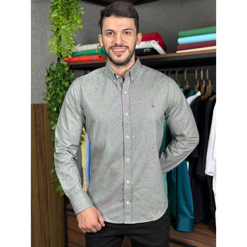 Camisa Manga Longa PRL Cinza - 43341 - PORTAL DROP - ATACADO