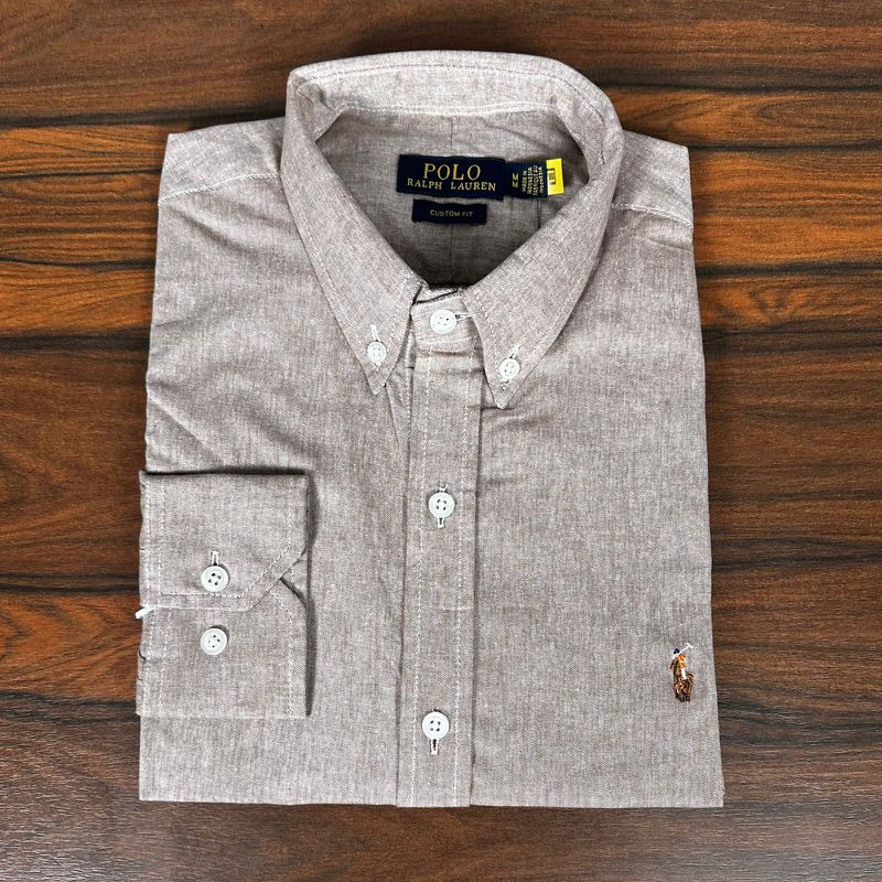 Camisa Manga Longa PRL Marrom Claro - 43344 - PORTAL DROP - ATACADO