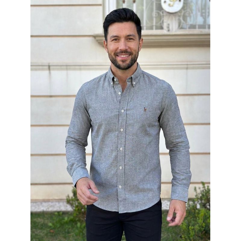 Camisa Manga Longa PRL Cinza - 43345 - PORTAL DROP - ATACADO