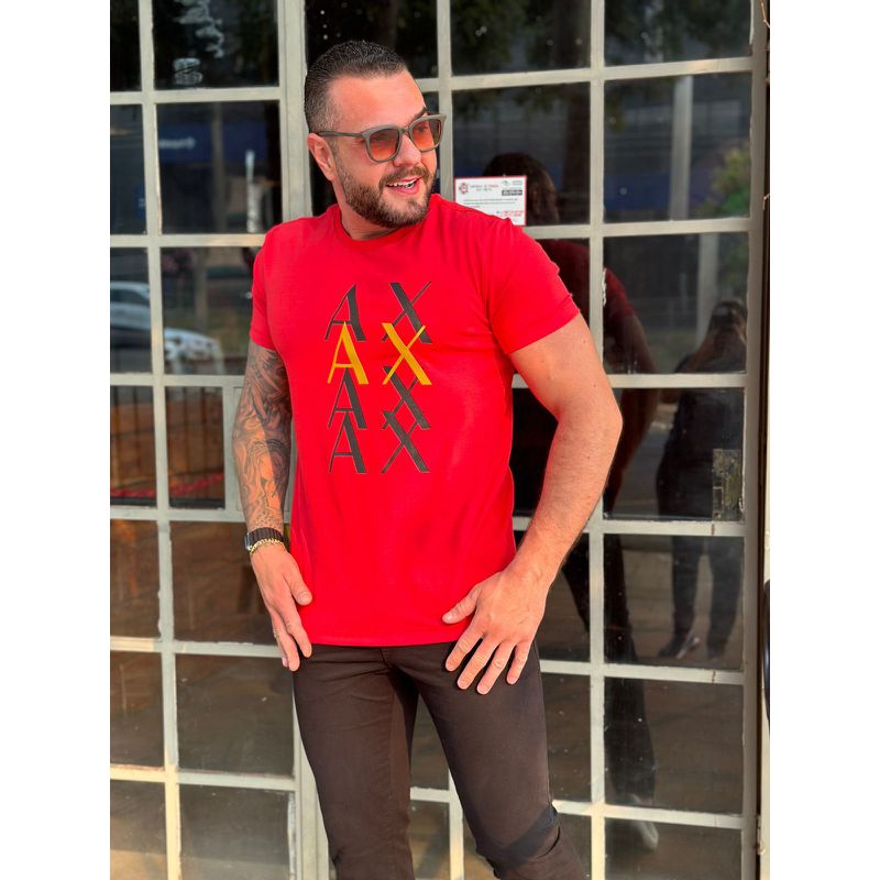 Camiseta Armani Vermelho⭐ - C-4707 - PORTAL DROP - ATACADO