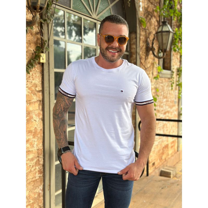 Camiseta TH Branco. - B-4936 - PORTAL DROP - ATACADO