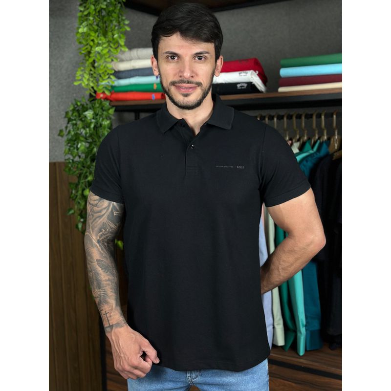 Polo Porsche HB Preto - A-5462 - PORTAL DROP - ATACADO