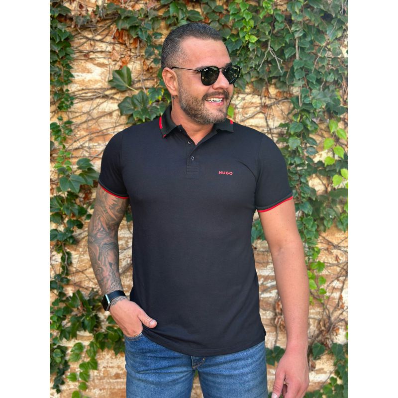 Polo HB Preto - A-5641 - PORTAL DROP - ATACADO