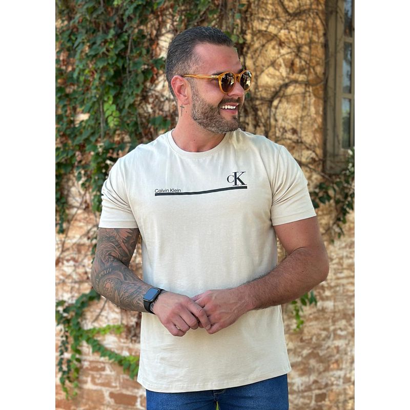 Camiseta Ck Bege - A-5669 - PORTAL DROP - ATACADO