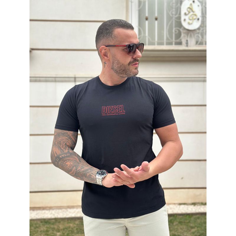 Camiseta Diesel Preto - B-5907 - PORTAL DROP - ATACADO