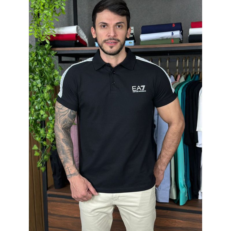 Polo Armani Preto - A-6123 - PORTAL DROP - ATACADO