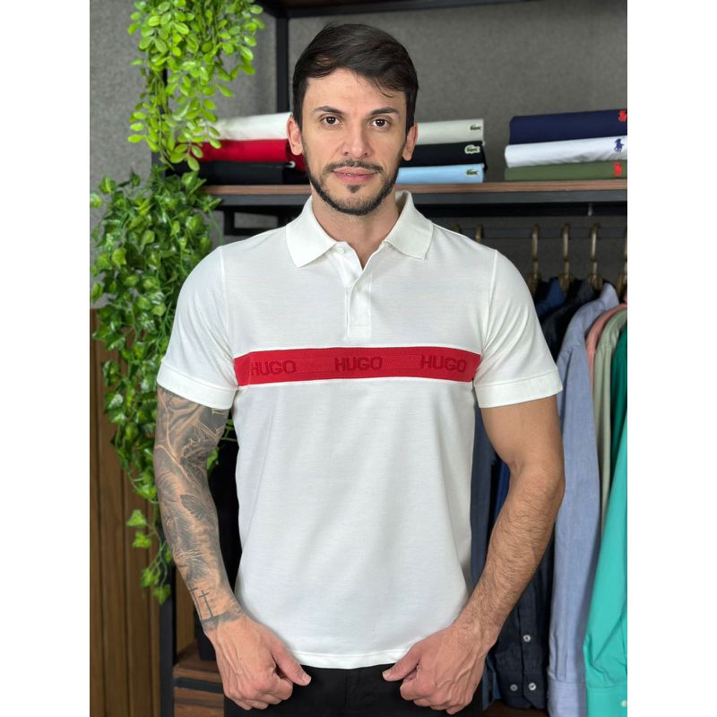 Polo HB Branco - A-6124 - PORTAL DROP - ATACADO