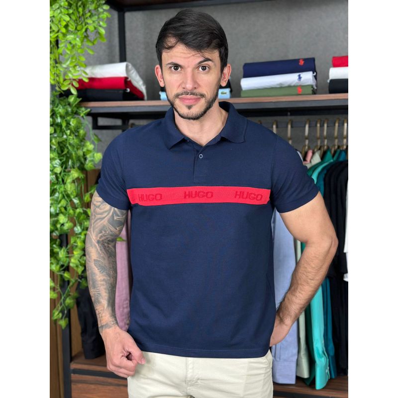Polo HB Azul - A-6125 - PORTAL DROP - ATACADO