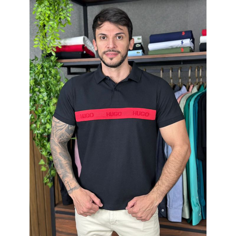Polo HB Preto - A-6126 - PORTAL DROP - ATACADO