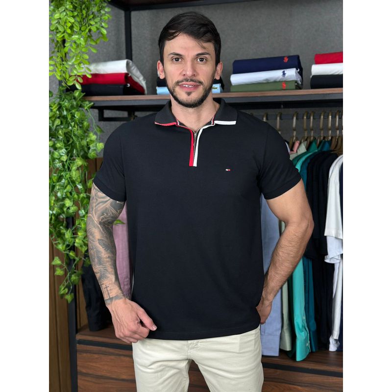 Polo TH Preto - A-6128 - PORTAL DROP - ATACADO