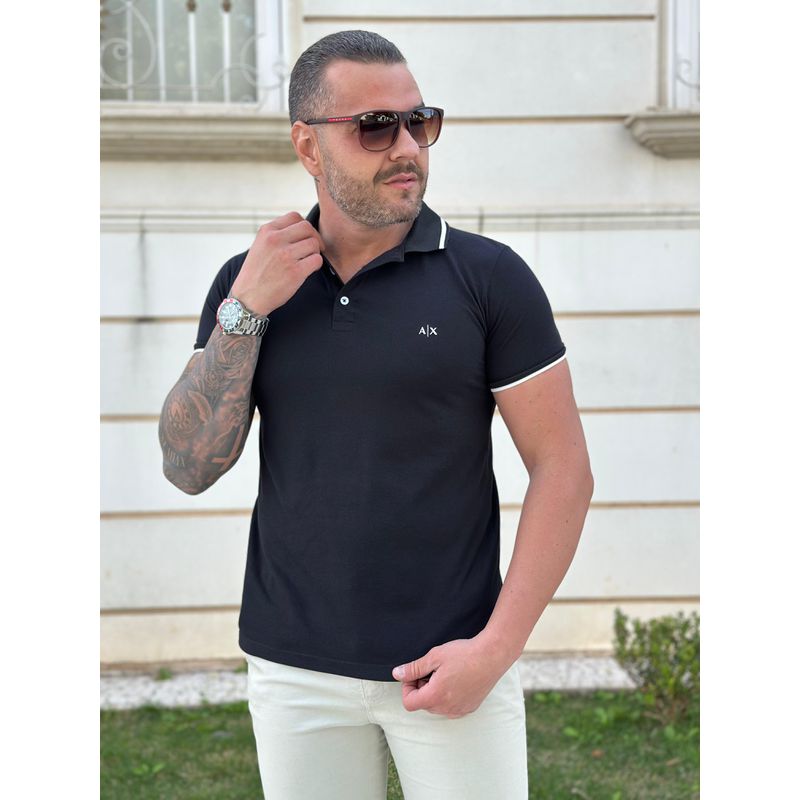 Polo Armani Preto - A-6135 - PORTAL DROP - ATACADO