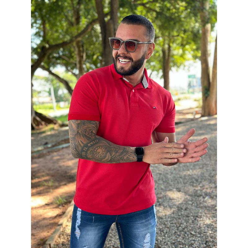 Polo TH Vermelho. - A-6377 - PORTAL DROP - ATACADO
