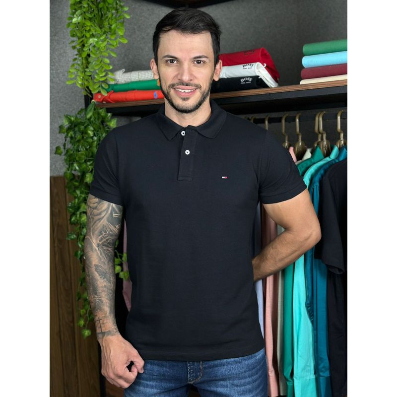 Polo TH Preto. - A-6381 - PORTAL DROP - ATACADO