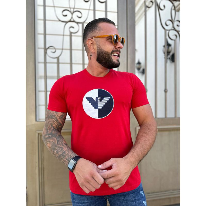 Camiseta Armani Vermelho. - C-6492 - PORTAL DROP - ATACADO