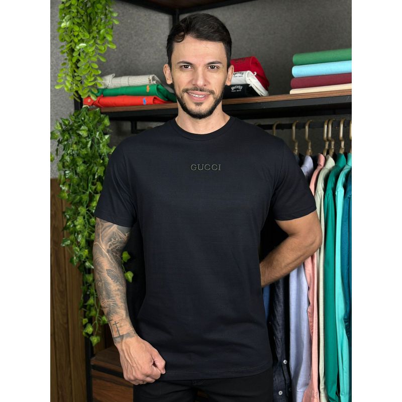 Camiseta Gucci Preto. ⭐ - C-6619 - PORTAL DROP - ATACADO