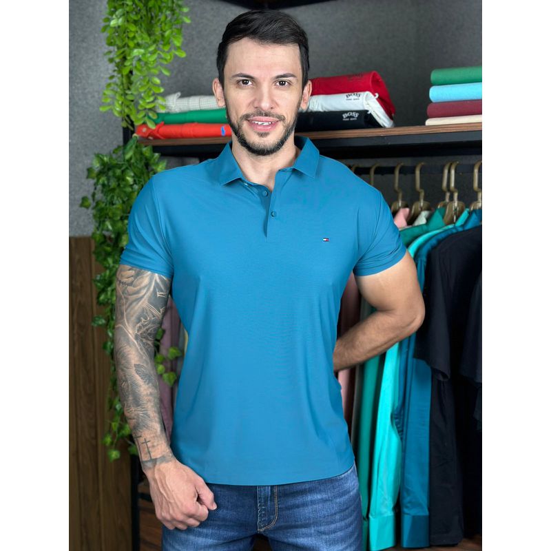 Polo TH Verde Petróleo. - A-6684 - PORTAL DROP - ATACADO