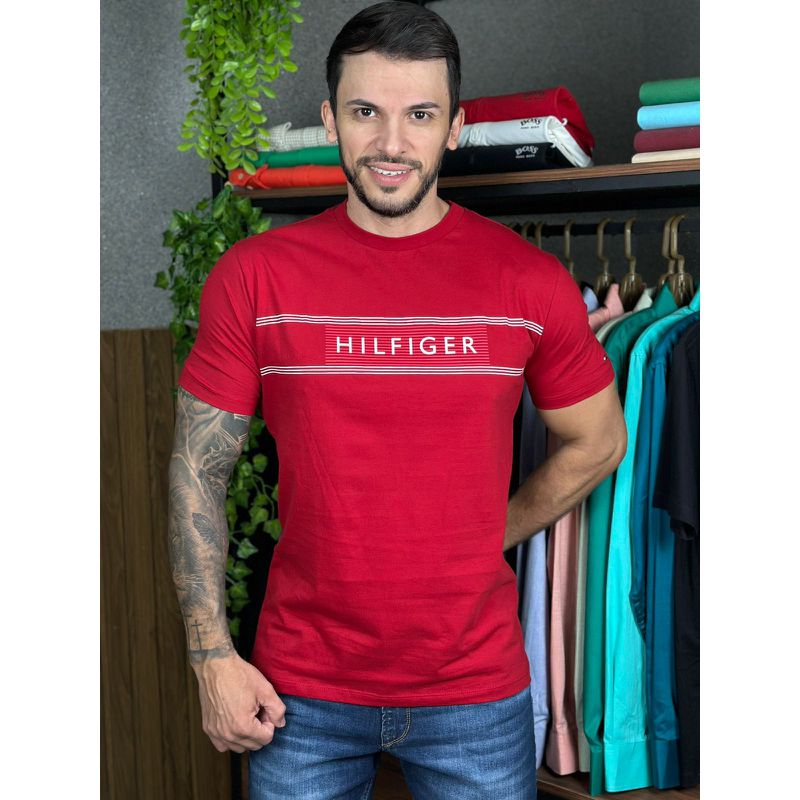 Camiseta TH Vermelho. - A-6689 - PORTAL DROP - ATACADO