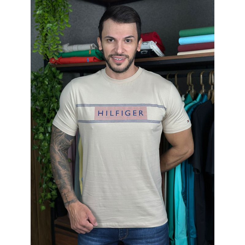 Camiseta TH Caqui. - A-6691 - PORTAL DROP - ATACADO