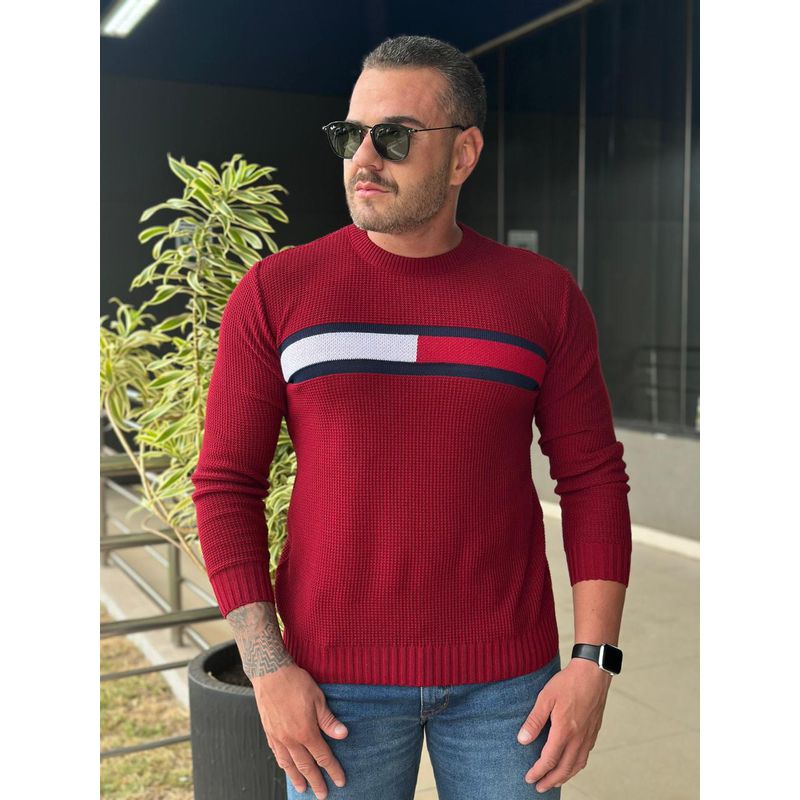 Suéter TH Vermelho. - 6813 - PORTAL DROP - ATACADO