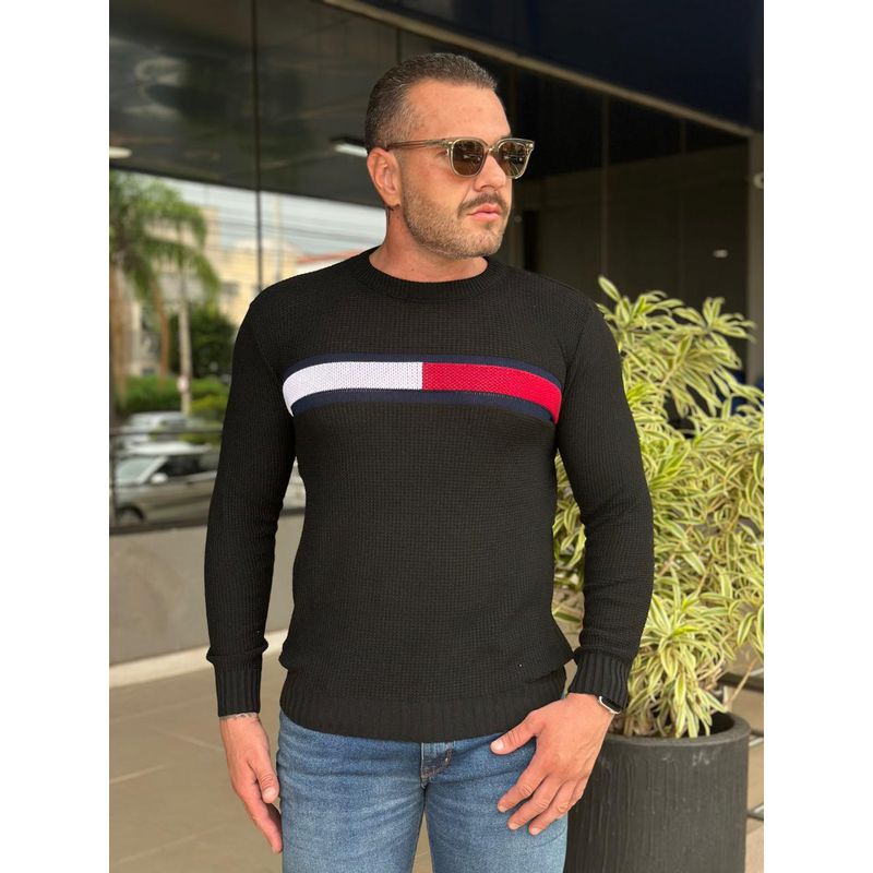 Suéter TH Preto. - 6815 - PORTAL DROP - ATACADO