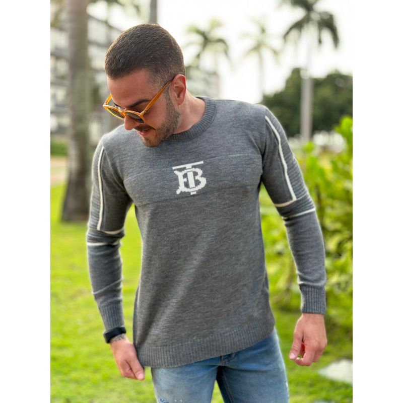 Suéter Burberry Cinza. - 6830 - PORTAL DROP - ATACADO