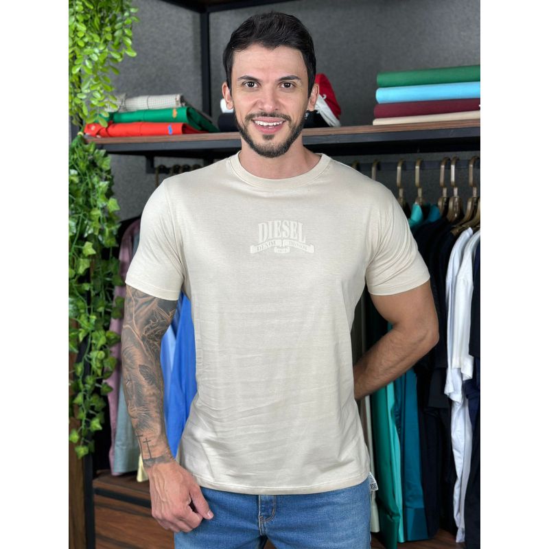 Camiseta Diesel Bege. - A-6960 - PORTAL DROP - ATACADO