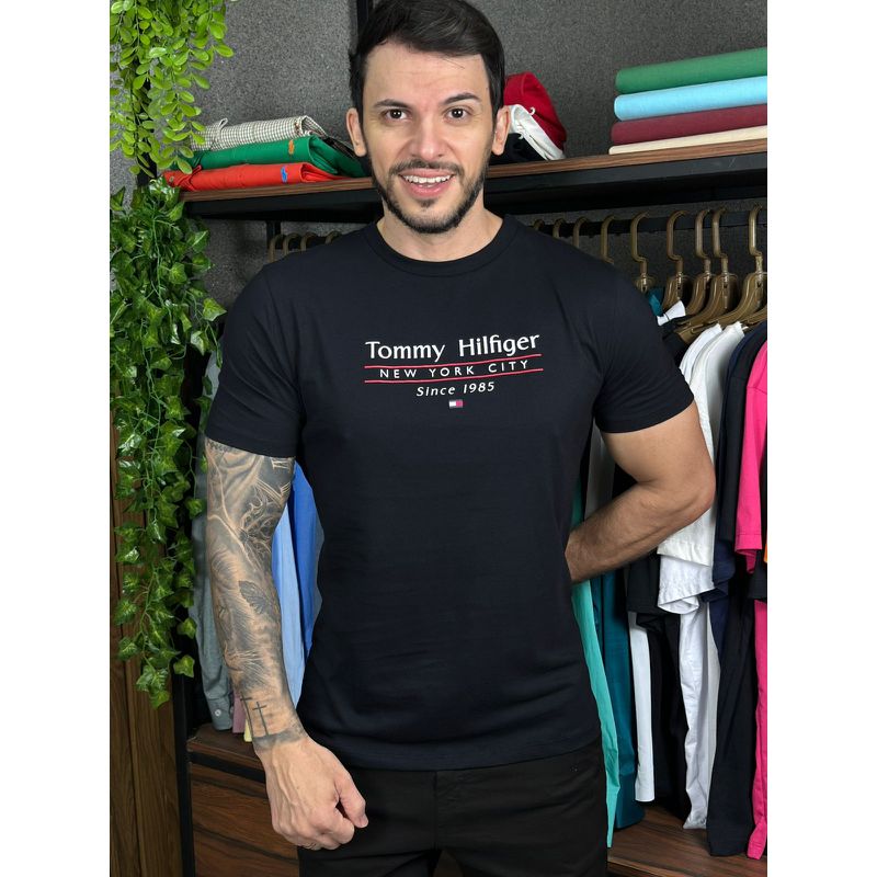 Camiseta TH Preto - A-7023 - PORTAL DROP - ATACADO