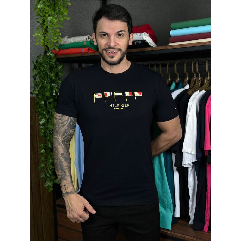 Camiseta TH Preto - A-7031 - PORTAL DROP - ATACADO